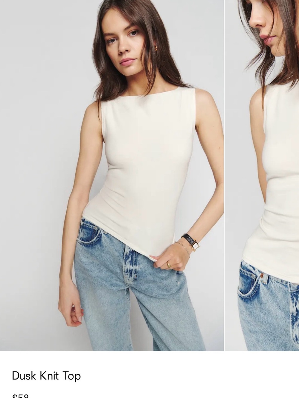 Reformation Dusk Boat Neck Tank Top Women’s XS Organic Cotton Elevated Basics